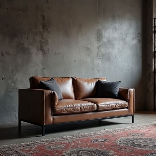 Hudson Leather Sofa with Metal Legs Hudson Leather Sofa with Metal Legs