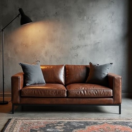 Hudson Leather Sofa with Metal Legs Hudson Leather Sofa with Metal Legs