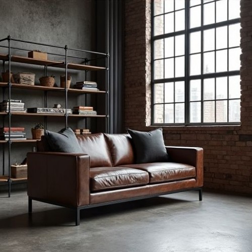Hudson Leather Sofa with Metal Legs Hudson Leather Sofa with Metal Legs