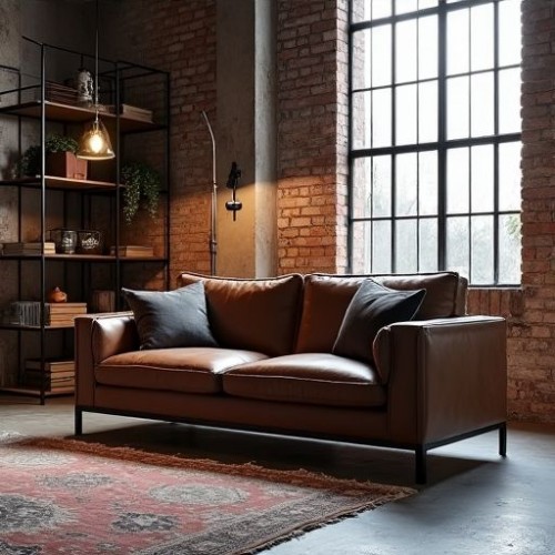 Hudson Leather Sofa with Metal Legs Hudson Leather Sofa with Metal Legs