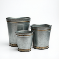 Hollywood Glam Rustic Galvanized Planter Trio Hollywood Glam Rustic Galvanized Planter Trio